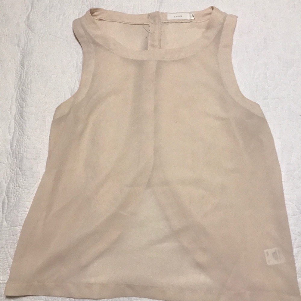 Lush cream tank with button open back detail